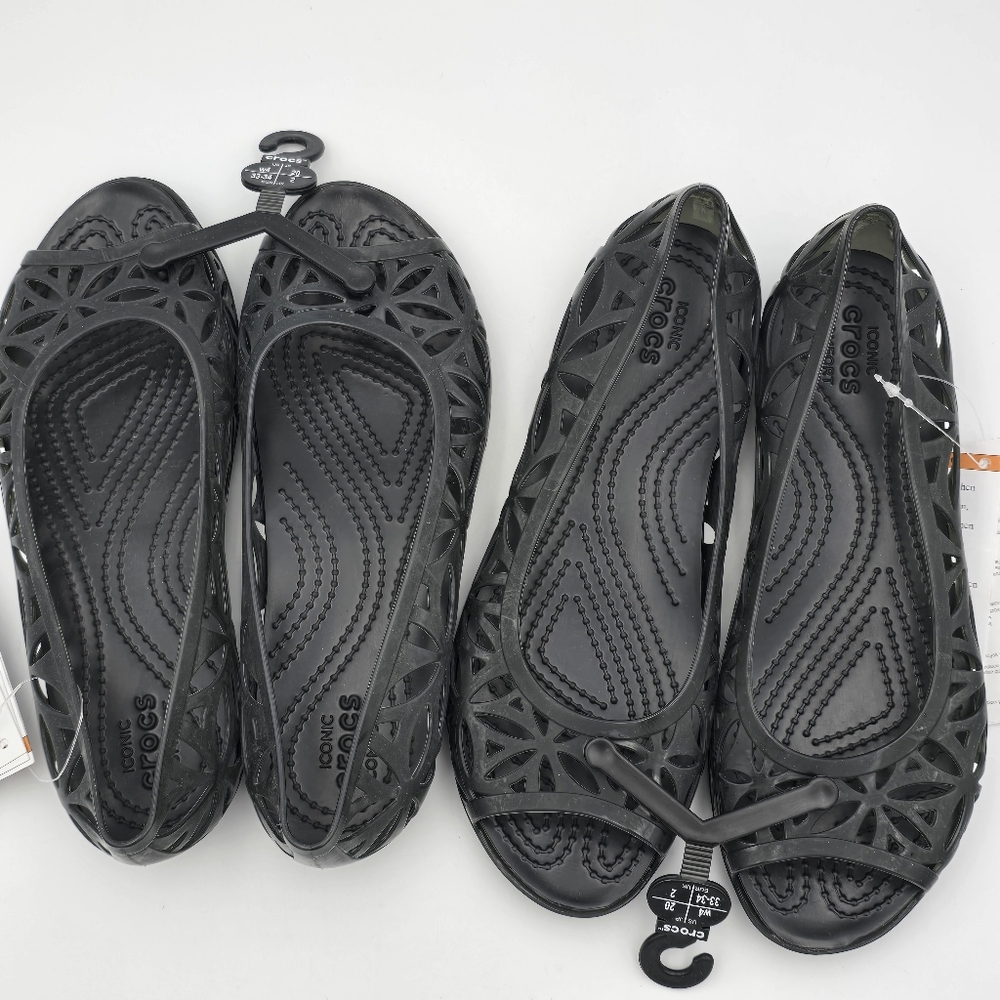 CROCS Isabella Jelly II Flats W4, Black Sandals Womens/Big Girl 4, Brand New! - Picture 5 of 16